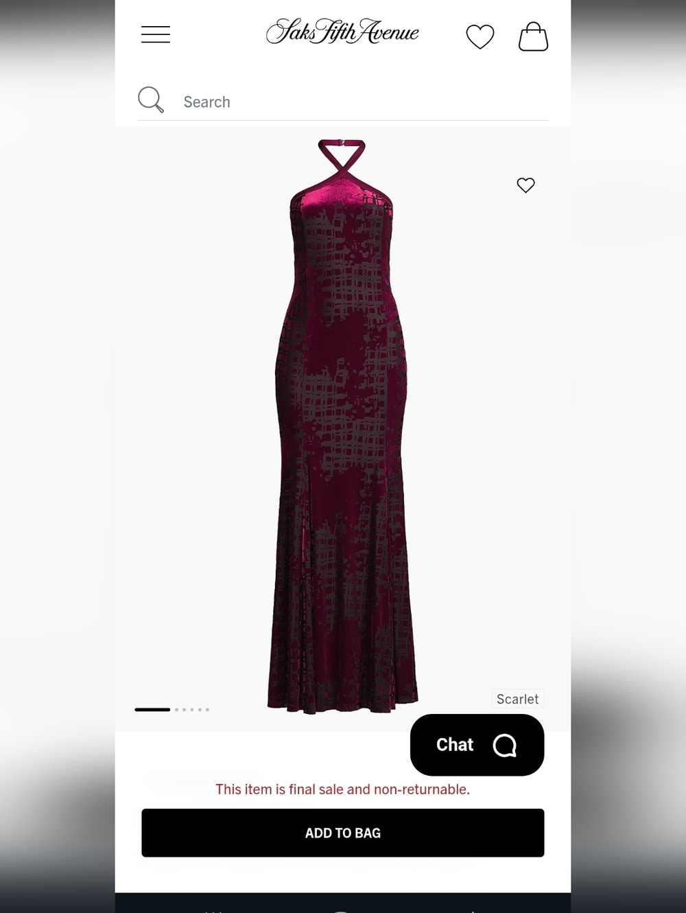 Donna Karan Scarlet Velvet Halter Maxi Dress
